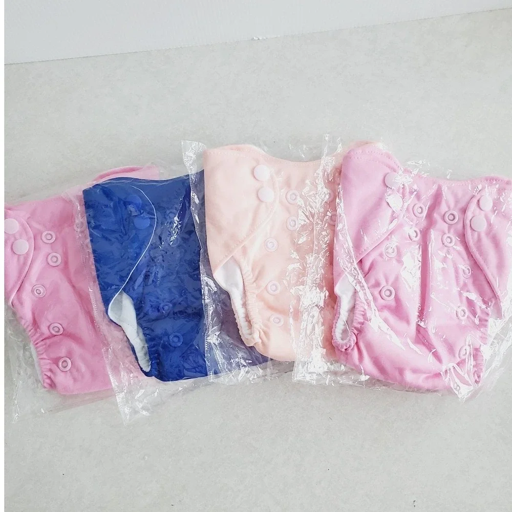 Reusable Cloth Pocket‎ Diaper Set Pink Blue Peach Adjustable One Size